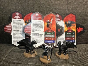 Heroscape Drow Dragon Tamer & 2 Shadow Wyrmlings Custom Utgar Figures & Cards - Picture 1 of 9