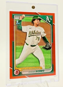 Bozza Bowman 2024 Josiah Romeo arancione /25 1° prospetto Bowman - Foto 1 di 2