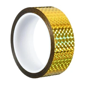 35mmx50m Prism Tape, Holographic Reflective Adhesive Craft Wrap Decoration, Gold - Picture 1 of 5