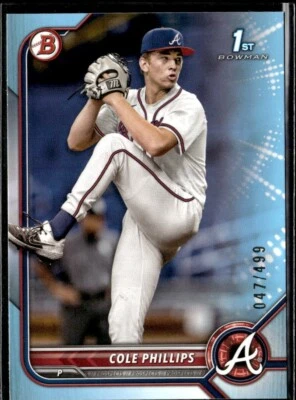 2022 BOWMAN 1ST BOWMAN SKY BLUE #BD-90 COLE PHILLIPS (047/499) - Image 1 of 2