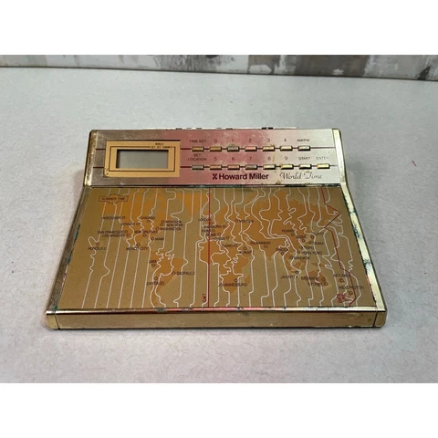 Vintage Howard Miller World Time Clock Desktop Working Taiwan Cover