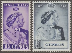 EDSROOM-19442 Cyprus 158-159 LH 1948 Complete Silver Wedding CV$67.50 - Picture 1 of 2