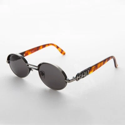 Oval Gunmetal Bad Boy Brand Vintage Sunglasses Gay Lens - Tommy - Image 1 of 3