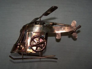 Vintage Helicopter Tin Wind Up Music Box Copper Color Plays If I Were a Rich Man - Picture 1 of 6