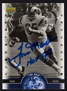 Tom Mack signierte 2002 Upper Deck Legends Karte #20 - beschriftet "HOF 99" Rams Auto - Bild 1 von 2