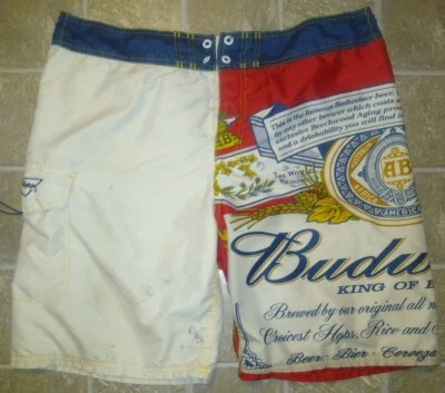 Vintage Budweiser King of Beer Mens Swim Trunks Bathing Shorts Size 38 - Image 1 of 4