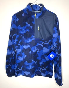 Starter Fleece Half Zip Pullover Mens Small Blue Camo Vintage Camouflage NEW - Picture 1 of 7