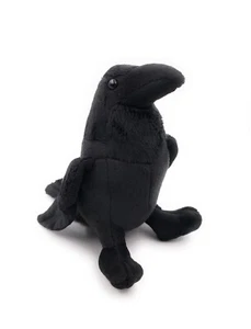 Plush Toy Stuffed Animal Fabric Animal Raven Crow Black Standing 16 cm - Picture 1 of 3