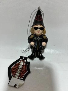 Harley-Davidson Sculpted Female Biker Bikers Garden Gnome Hanging Ornament Black - Picture 1 of 4