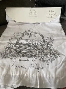Bunny Tales Easter Basket Flowers White Table Runner NWT 16x80” - Picture 1 of 3