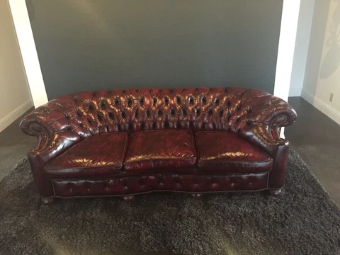 Vintage Oxblood Leather Chesterfield Sofa Cover