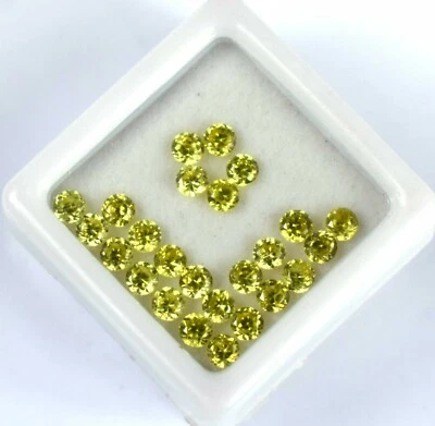 6.25 Karat / 3 MM Pakistan Peridot Rund Edelstein Menge Natur 25 Stück Certified - Bild 1 von 4