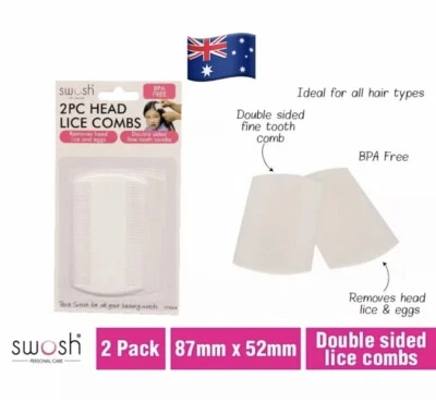 2pc Head Lice & Egg Combs Plastic Flea Double Sided Nit Free Beauty Salon Hair. - image 1 of 4