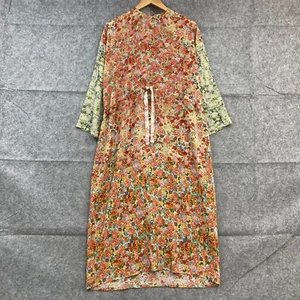 Anntian Dress One Size Womens Organic Silk Floral Multicolour Shift Midi 45125 - Picture 1 of 11