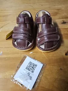 Little Mae's Boutique Brown Closed Toe Squeaky sandals for Toddler Boys, 3 - Picture 1 of 11