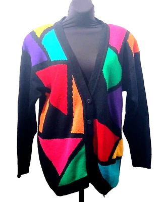 Cárdigan Norton McNaughton S Suéter Feo Geométrico Multicolor Tejido a Mano Pequeño Foto 1 de 4