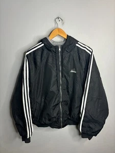 Sudadera con capucha reversible Adidas vintage años 90 para hombre talla pequeña negra 3590 - Imagen 1 de 8