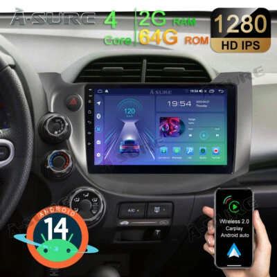 A-SURE Carplay Für Honda Fit Jazz 2009-2013 Android 14 Autoradio GPS Navi WIFI BT 2+64G