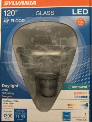 Sylvania LED16PAR38/DIM/850/FL40/13Y/GL/W/RP 16 Watt 1300 Lumens Dimmable Flood - Image 1 of 3