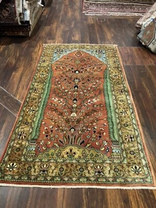 Sale Unique Genuine Hand Knotted Vintage Area Rug Floral Carpet 3’5”x6’7”,#2885 - Picture 1 of 12