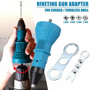 Electric Rivet Nut Gun Adapter Cordless Riveting Insert Nut Power Drill Tool Kit - Picture 1 of 6