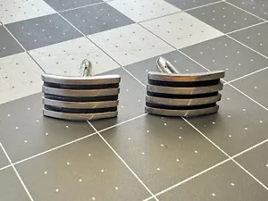 Sterlingsilber Manschettenknöpfe Mexiko silber und schwarz - Bild 1 von 3