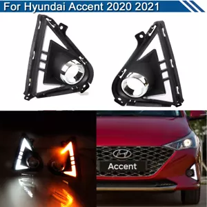 Daytime Running Lights LED DRL Fog Lamp Replacement Bumper For Hyundai Accent - Picture 1 of 10
