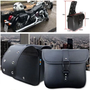 2PCS Mini Motorcycle PU Leather Saddle Bags Side Storage Tool Pouch Bags - Picture 1 of 10