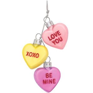 Blown glass Valentine Candy Conversation Hearts Hanging Ornament- 3" x 1"-purple