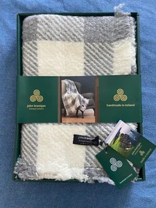 John Branigan Weavers Buffalo Gray Wool Blend Throw Blanket 50" X 80" Ireland - Picture 1 of 3