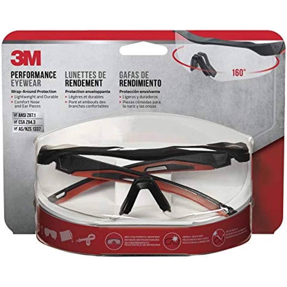 3M Anti-fog Safety Glasses Black Clear 1