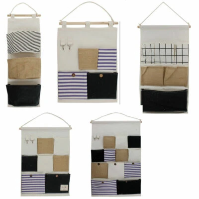 Porta oggetti da bagno in tessuto con tasche ganci organizer multiuso  - Immagine 1 di 4