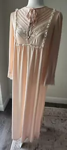 Atemberaubendes Vintage Gossard Artemis Nachthemd pfirsichfarben Nylon & Rüschen Größe Small - Bild 1 von 10