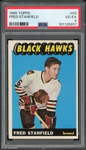 1965-66 Fred Stanfield Topps #63 PSA 6 Chicago Black Hawks PSA 4 GH01 - Picture 1 of 2