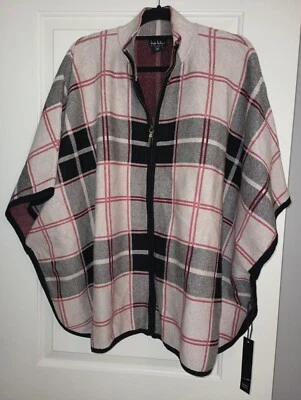 Nicole Miller Sweater Pattern Ncho Tan Black Red Plaid NWT Size L/XL Full Zip - Image 1 of 4