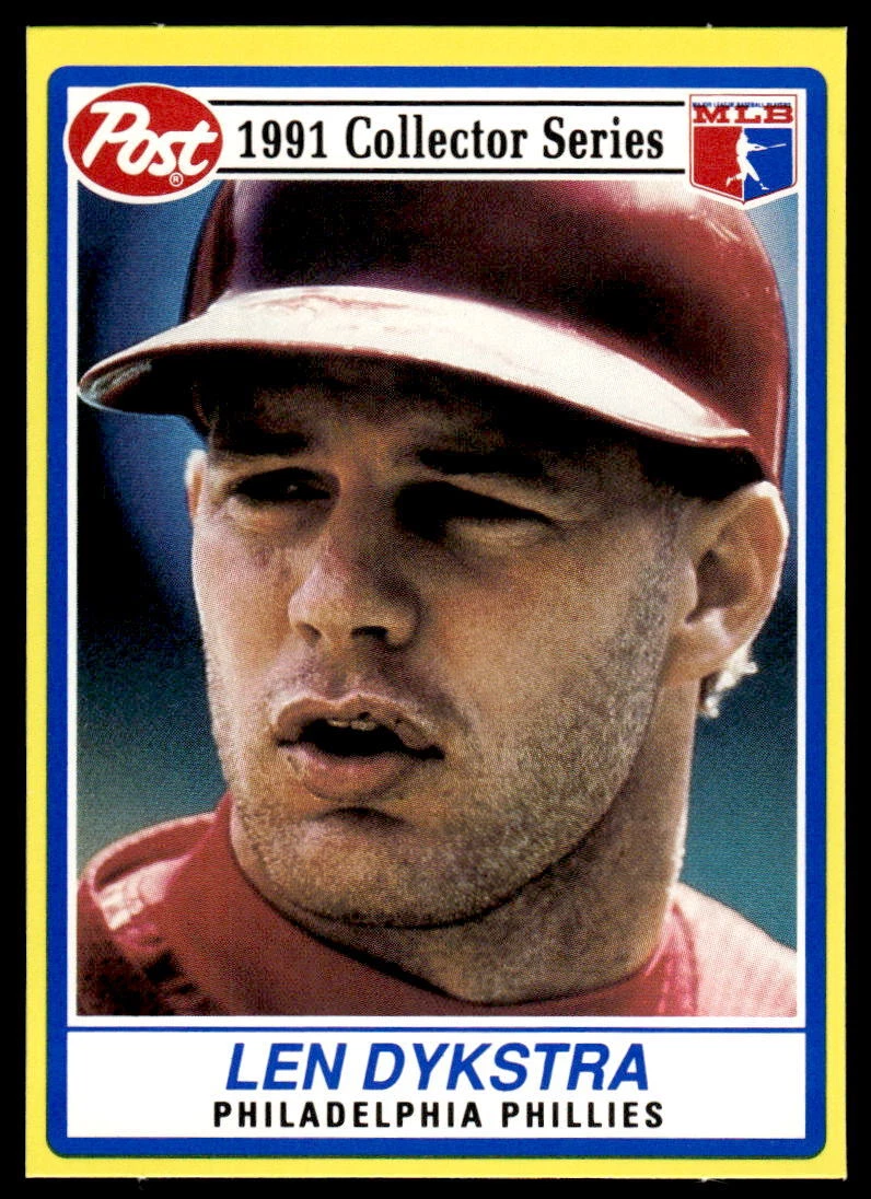 1991 Post Cereal #8 Len Dykstra Baseball Card Phillies