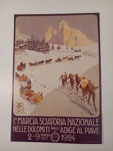 CARLO PELLEGRINI - 1.a MARCIA SCIATORIA NAZIONALE 1924. - 25X35 RIPRODUZIONE - Picture 1 of 1