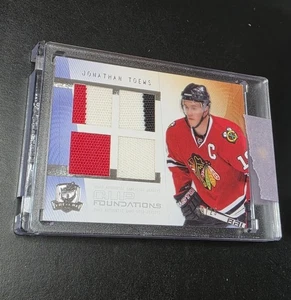 2009-10 UD THE CUP FOUNDATIONS /25 QUAD JERSEY BLACKHAWKS JON TOEWS - Picture 1 of 3