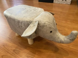 Elephant Footstool Kid Stool for Children Bench Upholstered Ottoman Baby Nursery - Picture 1 of 5