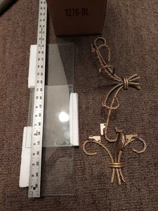 2-Homco Home Interiors Twisted Metal Rope & Clear Glass Wall Shelf 18”&7"   1276 - Picture 1 of 7