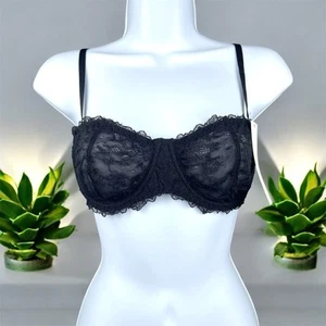 Urban Outfitters Out From Under Black Sheer Lace Balconette UnderwireBra 36C NWT - Picture 1 of 14
