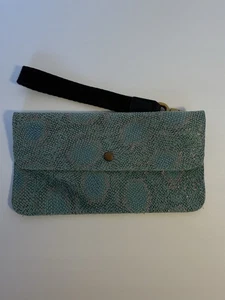 Anthropologie Clutch türkis Wildleder Metallic SCHLANGE - Bild 1 von 6