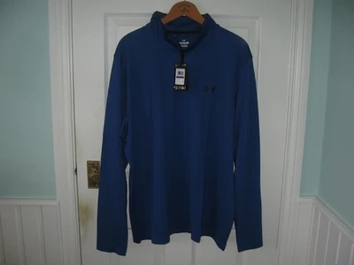 BNWT MENS UNDER ARMOUR ¼ ZIP STRETCH MATCHPLAY GOLF JUMPER TOP 2XL 50"-52" BLUE - Image 1 of 4