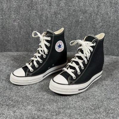 Converse Mujer All Star Zapatos Ocultos Cuña Tacón Alto Plataforma 7.5 Negros Nuevos Foto 1 de 4
