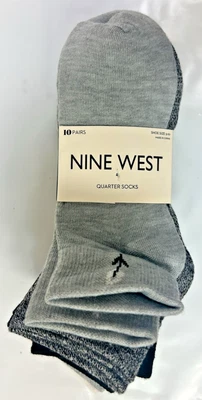 Paquete de 10 pares de calcetines Nine West Quarter para mujer talla 5-10 pares negros, blancos, grises Foto 1 de 3