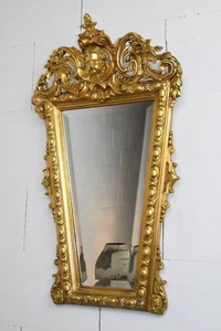 Piccolo specchio Luigi Filippo dorato e gesso francese inizio XX secolo - Foto 1 di 14