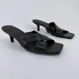 Gap Pfennigabsatz Sandalen Pantolette Größe 9 minimalistisch 90er klassisch schwarz kreuz und quer - Bild 1 von 8