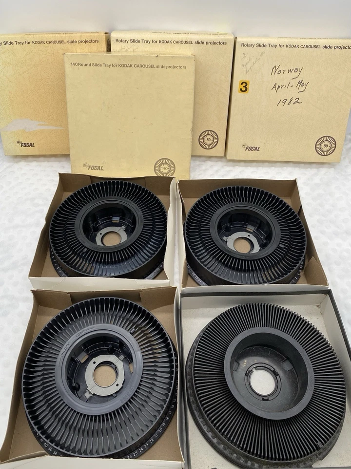 Vintage Focal Rotary Slide Trays Kodak Projector, Bundle of 4 in Original Box - Image 1 of 4