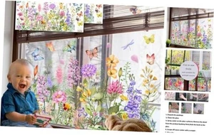 2 Pieces Colorful Floral Bouquet Window Sticker, Spring Flower Clings, Garden - Picture 1 of 7