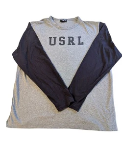 Vintage 90s Polo Jeans Co Ralph Lauren USRL L Baseball T-Shirt Grau Schwarz L - Bild 1 von 4